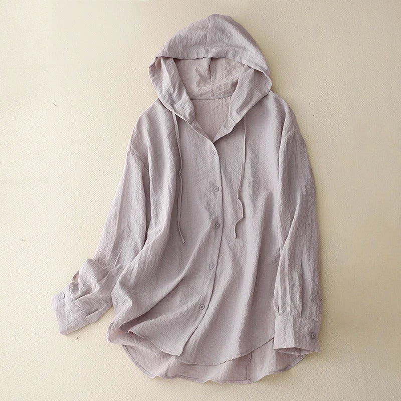 CORAL LINEN HOODIE