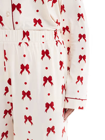 Exclusive Red Bow Print Pajama Set