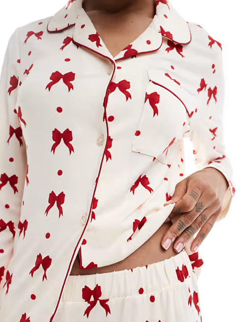 Exclusive Red Bow Print Pajama Set