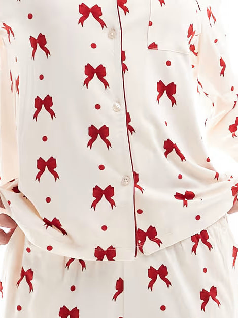 Exclusive Red Bow Print Pajama Set