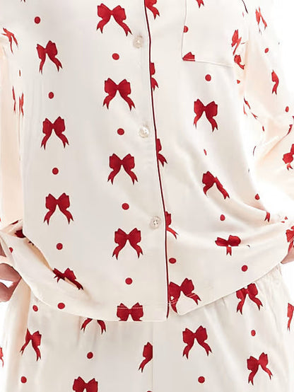 Exclusive Red Bow Print Pajama Set