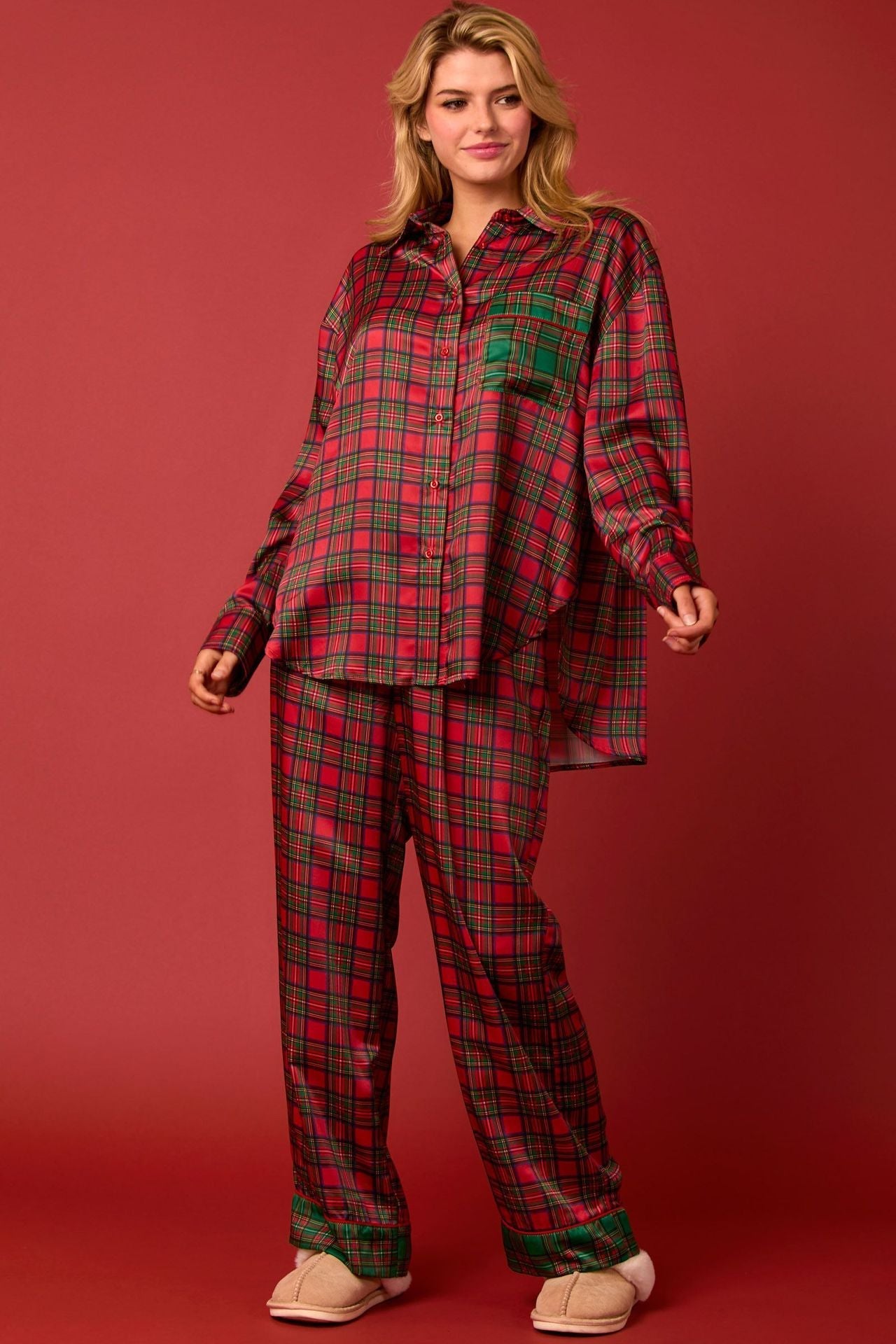 Festive Plaid Pajama Set